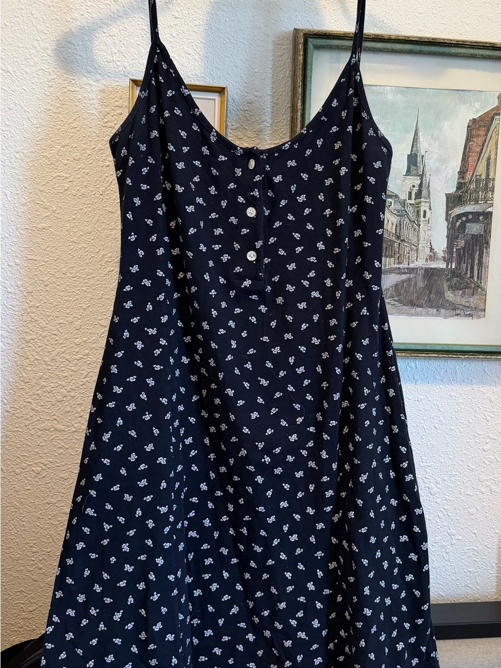 Brandy Melville Navy Mini Dress with White Floral Print